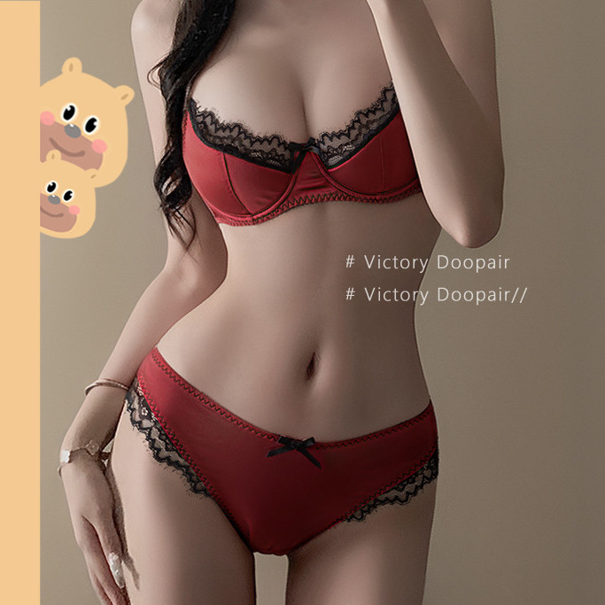 🎀bearbra🎀บราไร้ขอบ ไร้โครง นุ่มสบายกลืนกับผิว มี ฝรั่งเศสเซ็กซี่ลูกไม้ Push-Up ชุดชั้นในผู้หญิงฤดูร้อน Breathable Bra