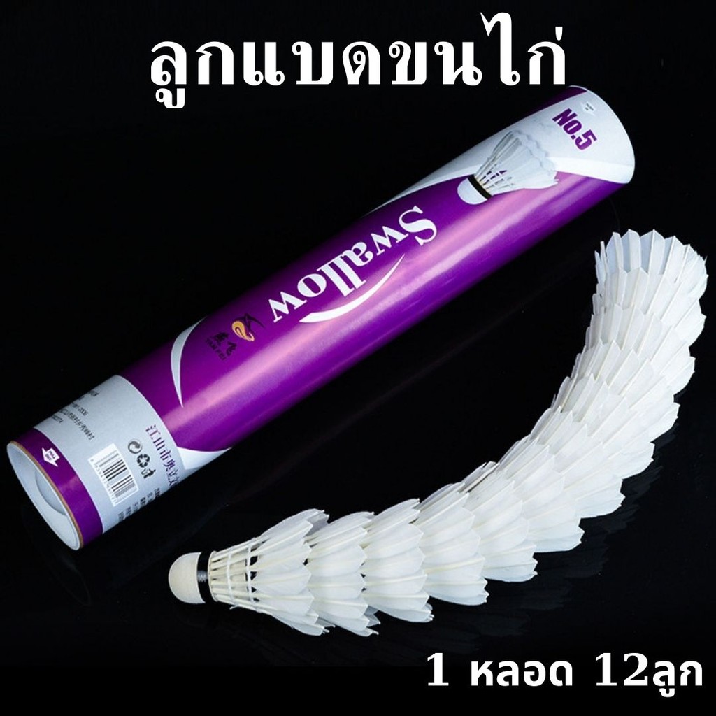 ลูกแบดขนไก่  ลูกแบดพลาสติก (หลอดละ 12ลูก) ลูกแบตมินตัน พร้อมส่ง