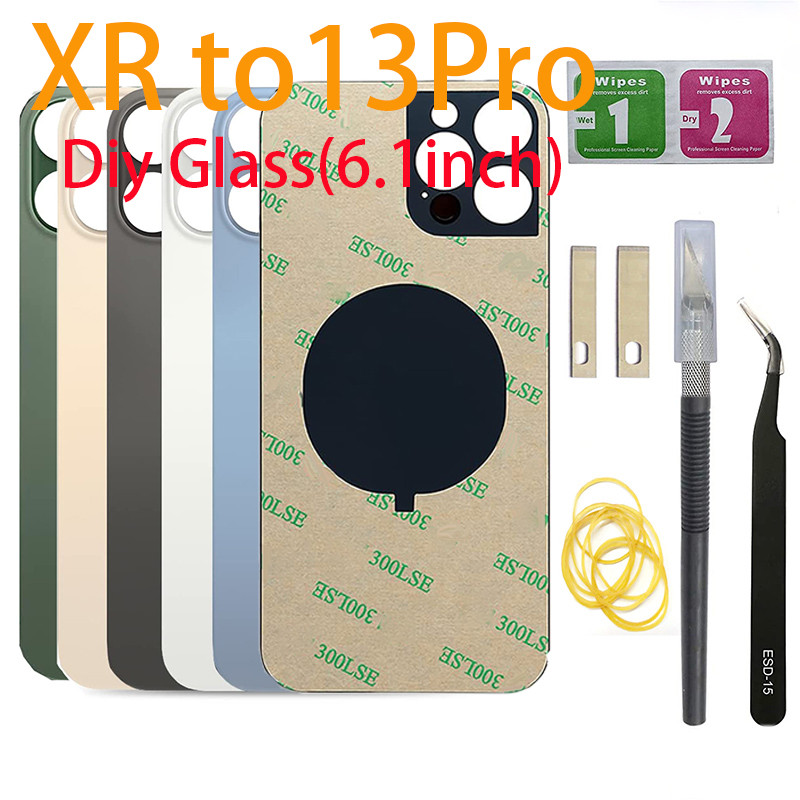 Diy ฝาหลังเปลี่ยนกระจกสําหรับ iPhone Xr เช่น 13 pro นิ้วผู้ให้บริการทั้งหมดเข้ากันได้กับ iPhone Xr ถึง 15Pro 16 pro 14 pro แก้ว