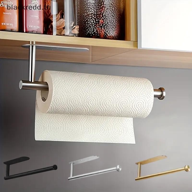 Bred Self Adhesive Tssue Holder Punch-free Roll Paper Holder Kitchen Hook Storage Holder Stainless Steel Wall Mount Towel Rack.
