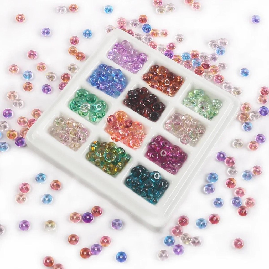 10g 3x6 มม.โปร่งใสสีแบนรอบลูกปัดอะคริลิคสําหรับเครื่องประดับทํา Spacer ลูกปัด DIY สร้อยข้อมือสร้อยคอ