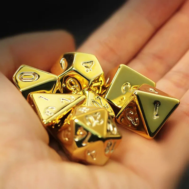 7pcs/set Electroplated Desktop Game Dice Gold Silver D4 D6 D8 D10 D% D12 D20 Bar Party Game Kit Ente