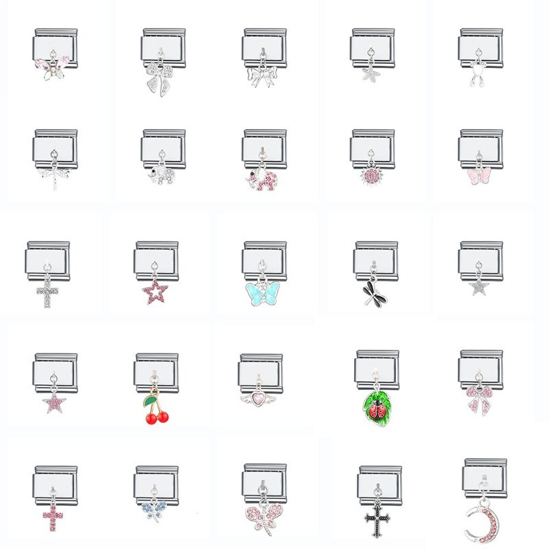 สแตนเลสโมดูลจี้น่ารักลมสร้อยข้อมือ ทําเอง อิตาเลี่ยนโมดูล ประกบกัน สร้อยข้อมือ