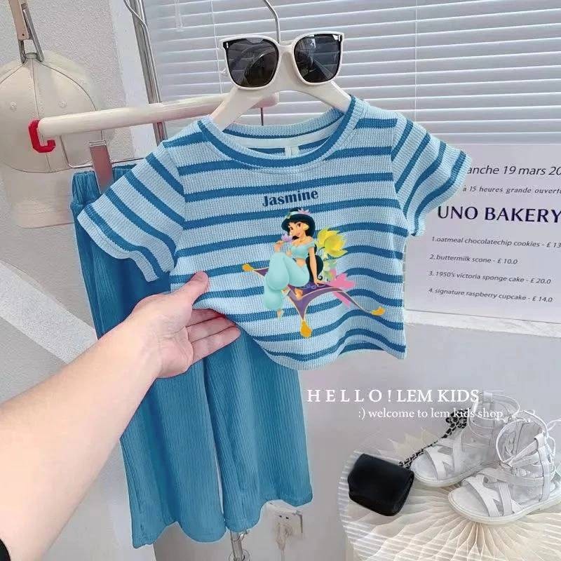 พร้อมส่ง เซทเจ้าหญิงเสื้อแขนสั้น+กางเกงขายาว แสนสวย หวานละมุน