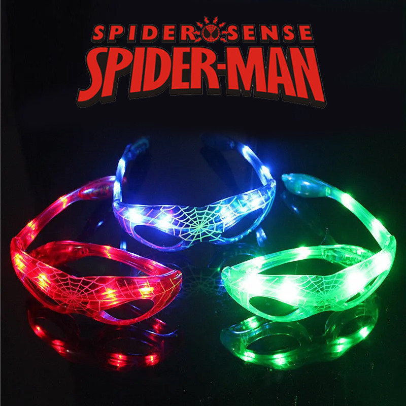 Marvel Spiderman แว่นตากันแดด มีไฟกระพริบ LED ของเล่นเด็ก ปาร์ตี้ วันหยุด วันเกิด ของขวัญ
