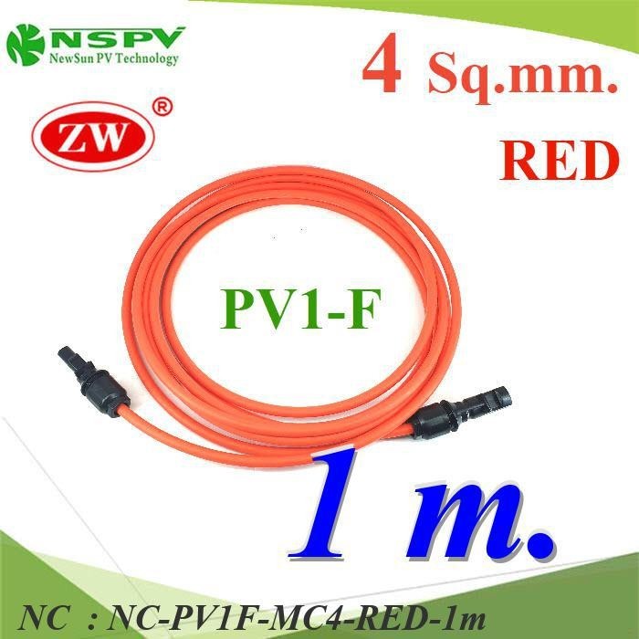 NC สายไฟโซลาร์เซลล์ สำเร็จรูป Solar Cerll PV1-F PV1F-MC4-RED-1m