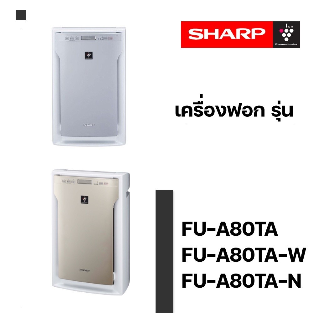 เครื่องดับกลิ่น แผ่นกรองอากาศ SHARP FU-A80TA-W, FU-A80TA-N ไส้กรอง FZ-A80SFE เครื่องฟอกอากาศ ชาร์ป Hepa Carbon Filter
