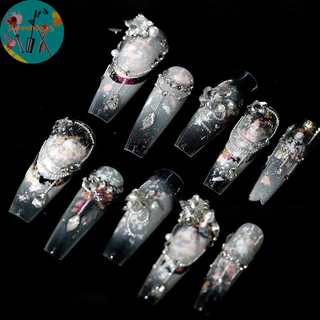 RENBG 50 ชิ้น/เซ็ตด้านล่างแบนเล็บ Rhinestones Glitter เงินคริสตัลตกแต่งเล็บ DIY วัสดุเล็บ Charm อุปกรณ์เสริม TH