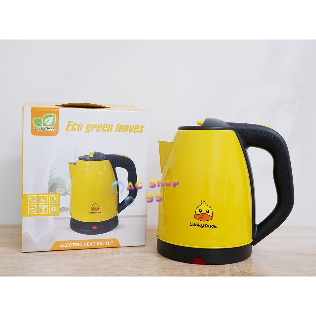 ถังน้ำร้อน [โค้ด CU4PFM  ลด15% สูงสุด 30- ]  กาน้ำไฟฟ้าขนาด 2 ลิตร กาต้มน้ำ กาน้ำลายเป็ด Lucky Duck