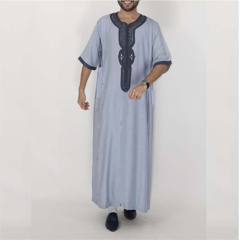 เสื้อคลุมชาวมุสลิม Mo Arab Ethnic Wind Sleeve เย็บปักถักร้อยเทศกาลชุดลําลองผู้ชาย Abaya