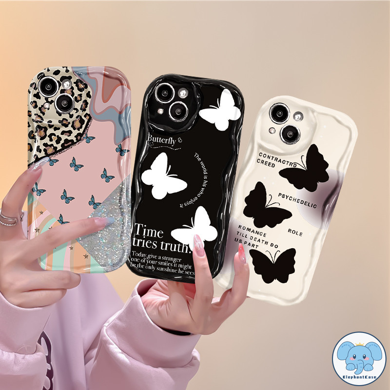 ศิลปะผีเสื้อวินเทจลายเสือดาวพิมพ์เคสนุ่ม ๆ iPhone 15 11 14 12 13 Pro Max XR 7 8 Plus X XS Max 14 15 Plus 13 Mini