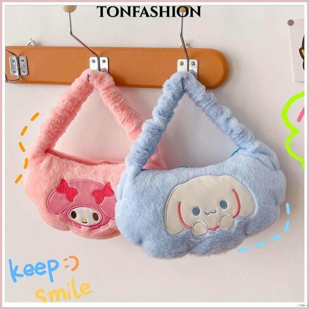 Tonfashion กระเป๋าถือ แบบนิ่ม ปักลายการ์ตูนน่ารัก ขนาดเล็ก แบบพกพา สําหรับผู้หญิง