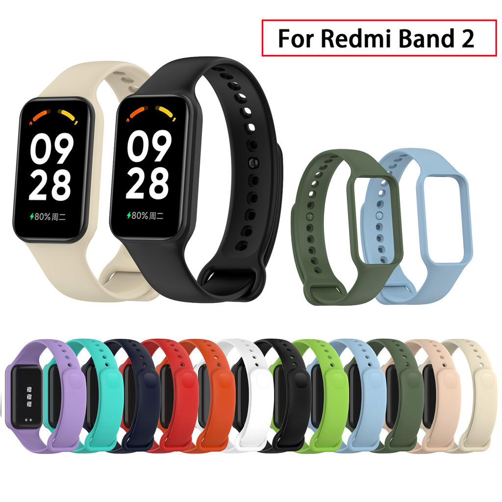 สายรัดซิลิโคนสําหรับ Redmi Band 2 Xiaomi Smart Band 8 Active กันน้ํากีฬาสายนาฬิกาอัจฉริยะสายรัดข้อมือแฟชั่น