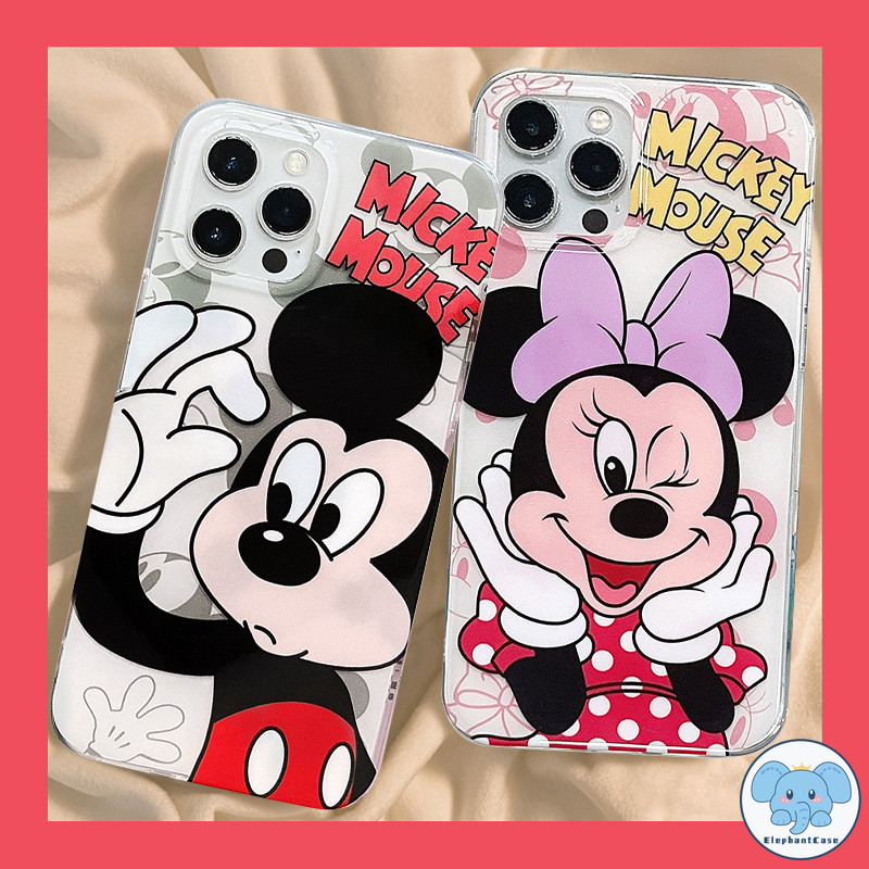 การ์ตูนน่ารักมิกกี้เมาส์กรณีโทรศัพท์ iPhone 11 15 XR 7 8 Plus 11 14 13 12 Pro Max X XS Max SE ปลอกกันกระแทกสำหรับคู่รัก