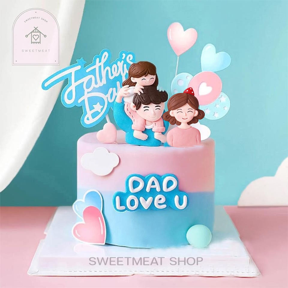 ตุ๊กตาครอบครัว พ่อ แม่ ลูก ดินปั้น ป้ายHBD  ตรีมครอบครัว แต่งเค้ก 206 1212 1214 1218 1614 1904 1906 