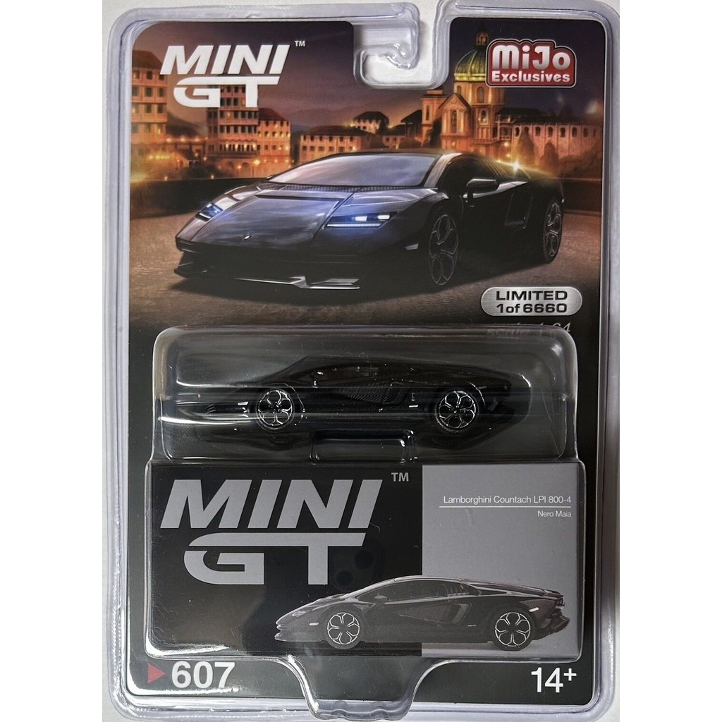 MINI GT No.607 miJo Exclusives Lamborghini Countach LPI 800-4  Nero Maia LHD MGT00607-MJ Diecast model cars