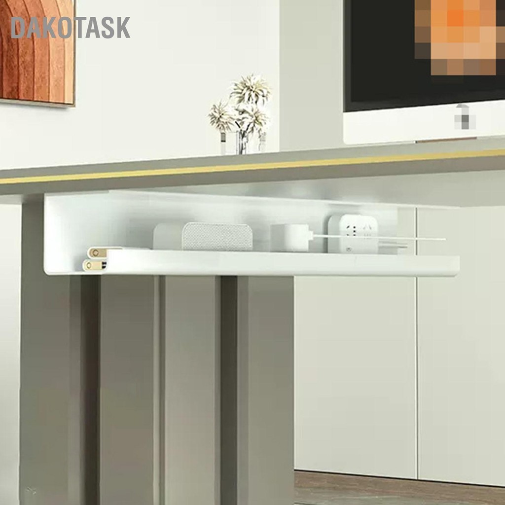 DAKOTASK ใต้ถาดการจัดการสายเคเบิลบนโต๊ะลดความทนทานของความยุ่งเหยิงฟรีภายใต้ตัวจัดระเบียบรางปลั๊กไฟบนโต๊ะ