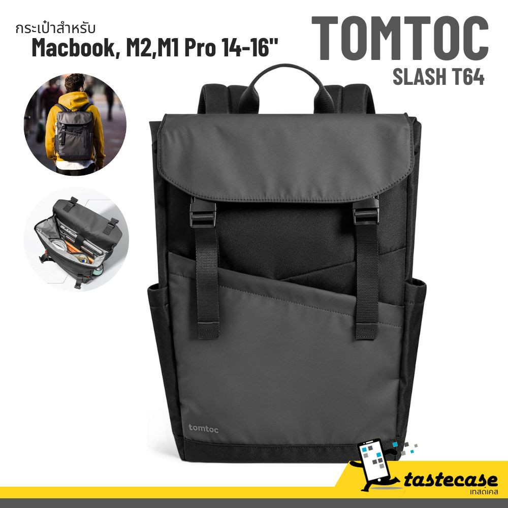 Tomtoc Slash T64 กระเป๋าเป้สำหรับ Macbook Pro, Air ขนาด 13-16" พร้อมช่องใส่ iPad Pro 11-12.9" และ Ta