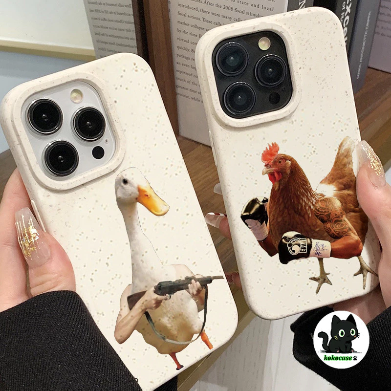 🔥GOOD CASE🔥สินค้า1บาท IPHONE11 14 13 12 15 Pro Max X XR XSMAX 14 7 Plus เคสโทรศัพท์มือถือการ์ตูนกันกระแทกไก่และเป็ดปลอม