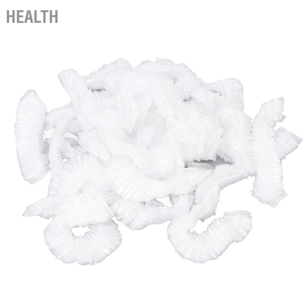 Health 50pcs หมวกอาบน้ำแบบใช้แล้วทิ้งกันน้ำแบบพกพายืดหยุ่นผมหมวกสำหรับโรงแรม Travel Home Use