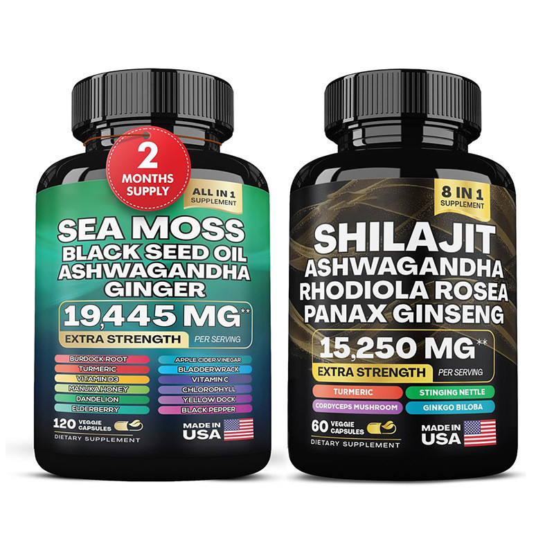 Sea Moss Capsules SHILAJIT อาหารเสริมมอสทะเล แคปซูลขั้นสูง พร้อมรากบูรด็อก สําหรับถั่วภูมิคุ้มกัน อาหารเสริมมอสทะเล แคปซูล