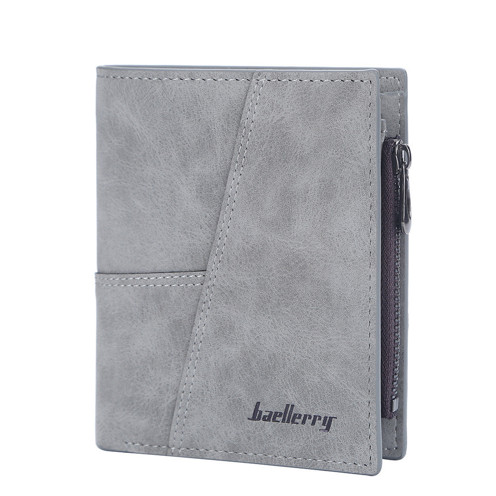 Baellerry’s กระเป๋าสตางค์ ใบสั้น เนื้อแมตต์ มีซิป ใส่เหรียญได้หลายใบ สไตล์ธุรกิจ แฟชั่นสําหรับผู้ชาย