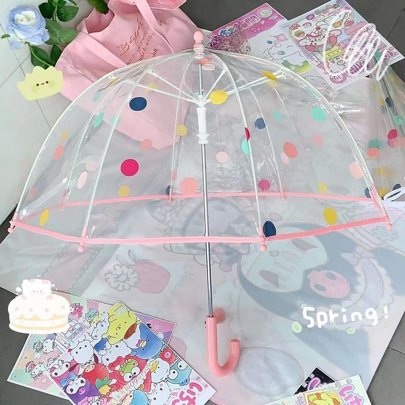 ร่มยูนิคอร์น ด้ามจับยาว แบบหนา ลายการ์ตูนกระต่าย แมวน่ารัก สีโปร่งใส สําหรับเด็กอนุบาล