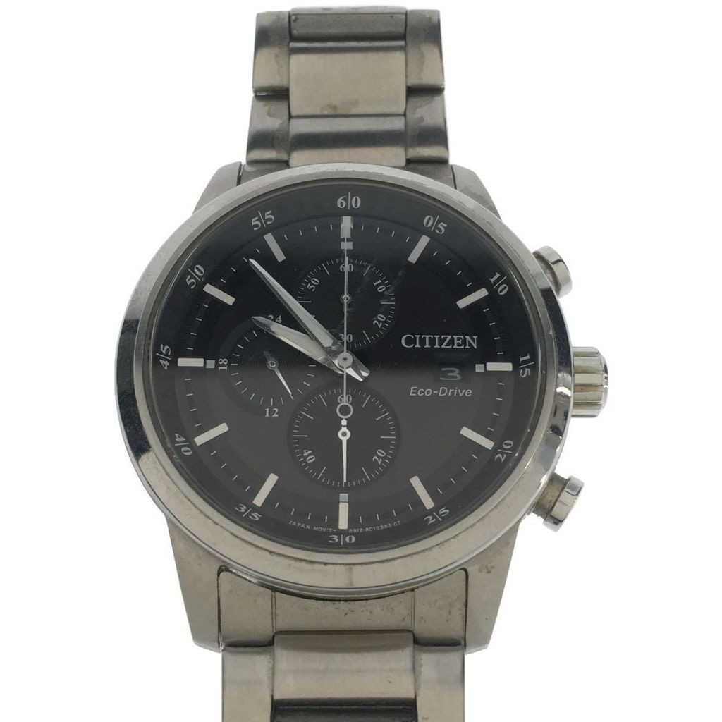 CITIZEN Wrist Watch Eco-Drive Silver Men's Analog Black Direct from Japan Secondhand