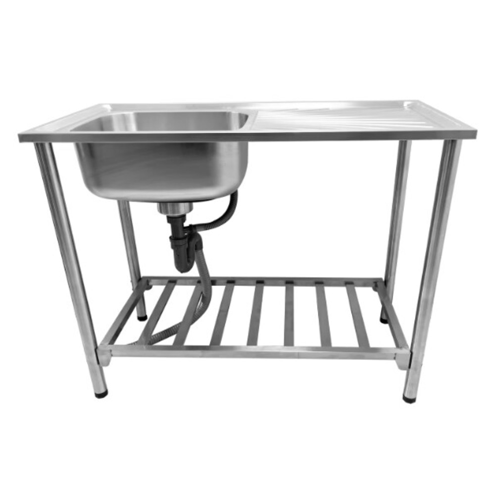 LOCAL789 CROWN อ่างล้างจานพร้อมขาตั้ง 1 หลุมมีที่พัก 100x50x21 ซม. SS1-10050 (1/2) ร้านอยู่ในไทย