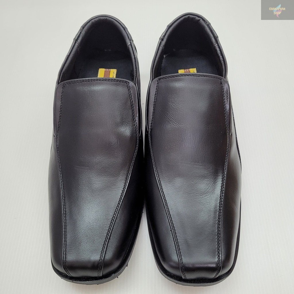 รองเท้าผ้าใบ รองเท้าหนังคัชชู ผู้ชาย สีดำ AGFASA รุ่น118 งานดี หนังเกรด PREMIUM การันตี ทรงสวยใส่ทน size 38-48