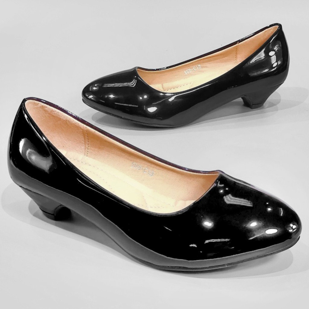 รองเท้าหัวแหลม 168-C1,C1A,C1B  รองเท้าคัชชูนักศึกษา คัชชูสีดำ 1.5 นิ้ว Fairy หนังPU นิวบัค(เท้าอวบเผื่อไซส์)