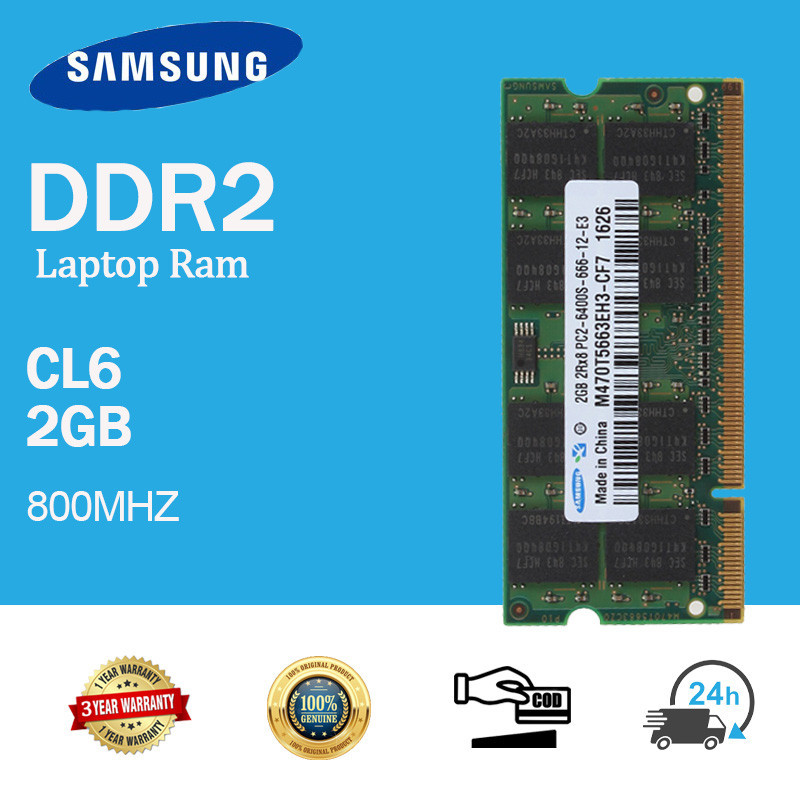 [พร้อมส่ง] หน่วยความจําแล็ปท็อป Samsung 2GB RAM DDR2 800Mhz 2Rx8 PC2-6400 200pin SODIMM