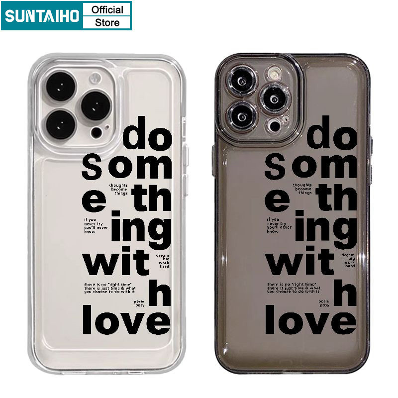 Suntaiho เคสไอโฟน เคสโทรศัพท์มือถือแบบนิ่ม TPU ใส กันกระแทก ลายภาษาอังกฤษ แฟชั่นเรียบง่าย สําหรับ Iphone 15 14 12 13 11 Pro Max IP 7 8 Plus Iphon X XS XR Xs Max