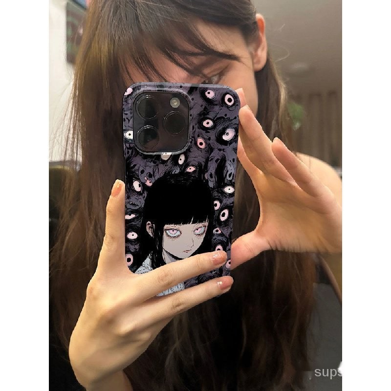 เคสโทรศัพท์มือถือแบบแข็ง กันกระแทก ลายการ์ตูนเด็กผู้หญิงมืด สําหรับ Iphone 11promax 15 pro Max 12mini 14 plus 13 pro Max 11 pro Max 11 x XR XS Max 7 plus 8 plus 12pro
