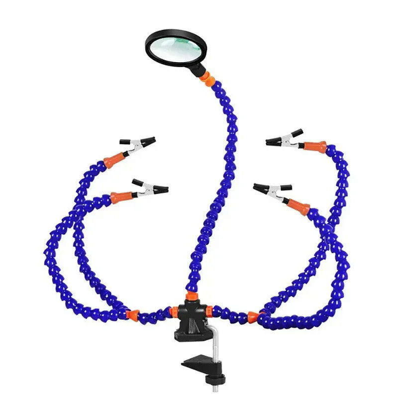Third Hand Helping Hands Soldering Station Tool  With 3X Magnifier/5 Flexible Arms Welding Repair PC