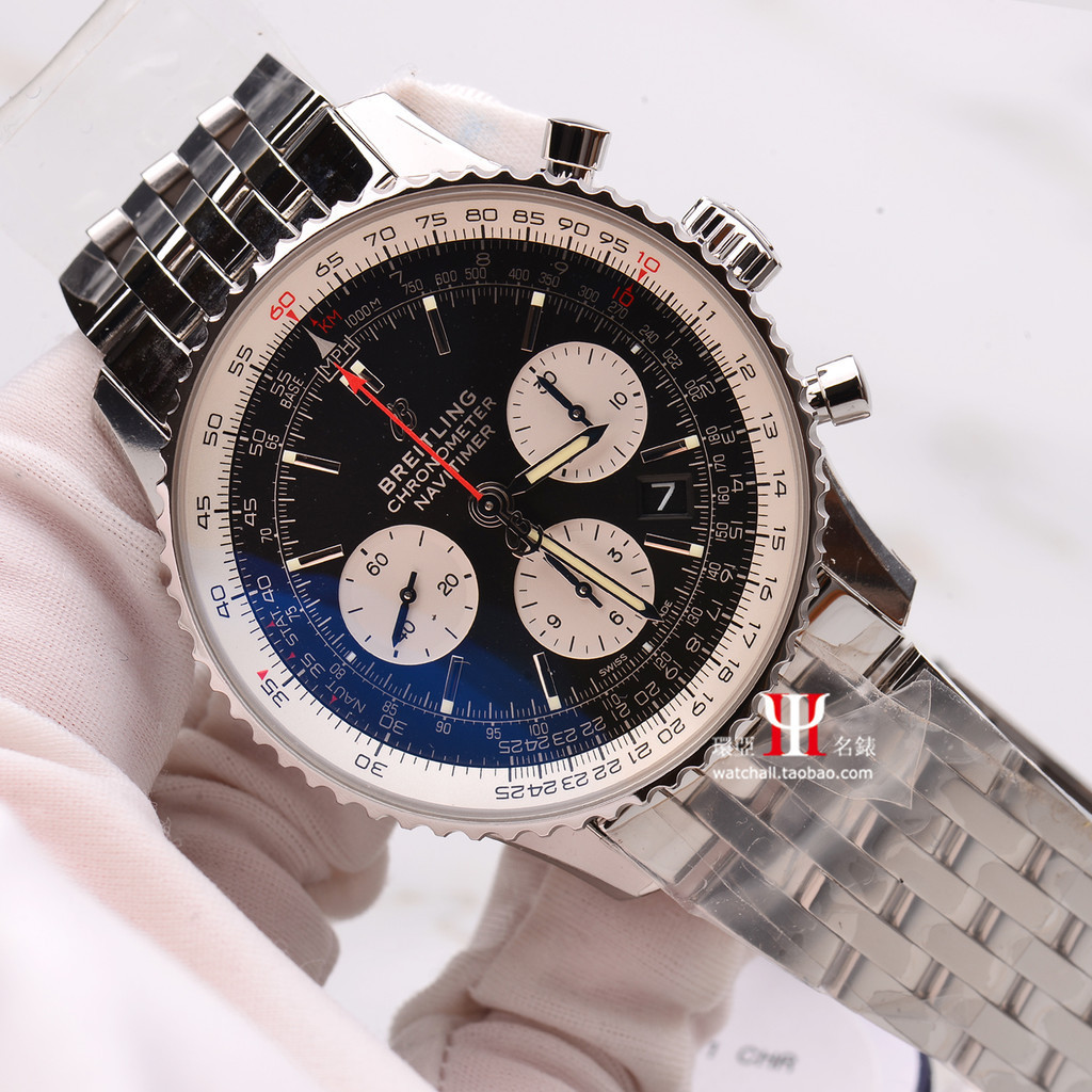 Breitling Aviation นาฬิกาข้อมือโครโนกราฟ สายสแตนเลส 43 มม. สําหรับผู้ชาย0121211B1a1