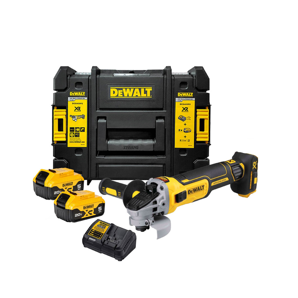 DEWALT เครื่องเจียรไร้สาย ไร้แปรงถ่าน 20V Max 4 นิ้ว (100มม.) พร้อมแบตเตอรี่ 5.0Ah*2 พร้อมกล่อง TSTA