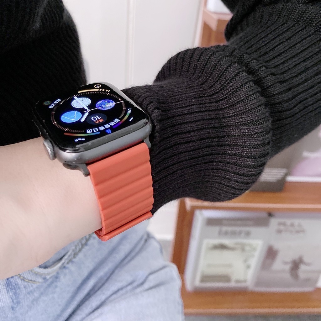 สายนาฬิกาข้อมือซิลิโคน แบบแม่เหล็ก สองด้าน สําหรับ Huawei Samsung Apple Watch Strap iwatch6 SE 1 2 3 4 5