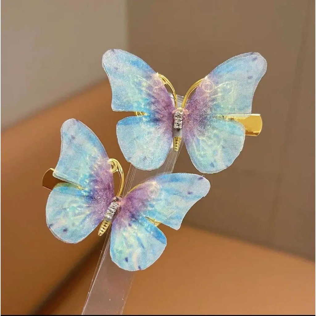 กิ๊บติดผม ผ้ากอซ แต่งพู่ ลายผีเสื้อ ไล่โทนสี สีสันสดใส สไตล์เจ้าหญิง สําหรับเด็กผู้หญิง จํานวน 2 ชิ้น - รูปที่ 5