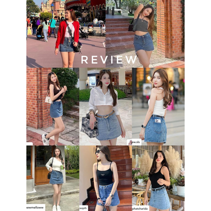 พลีสสั้น Kiddy skirt 590.- กระโปรงยีนส์สั้นทรงสวย มีกางเกงยีนส์สั้นเป็นซับในให้กันโป๊ ผ้ายีนส์นิ่มใส