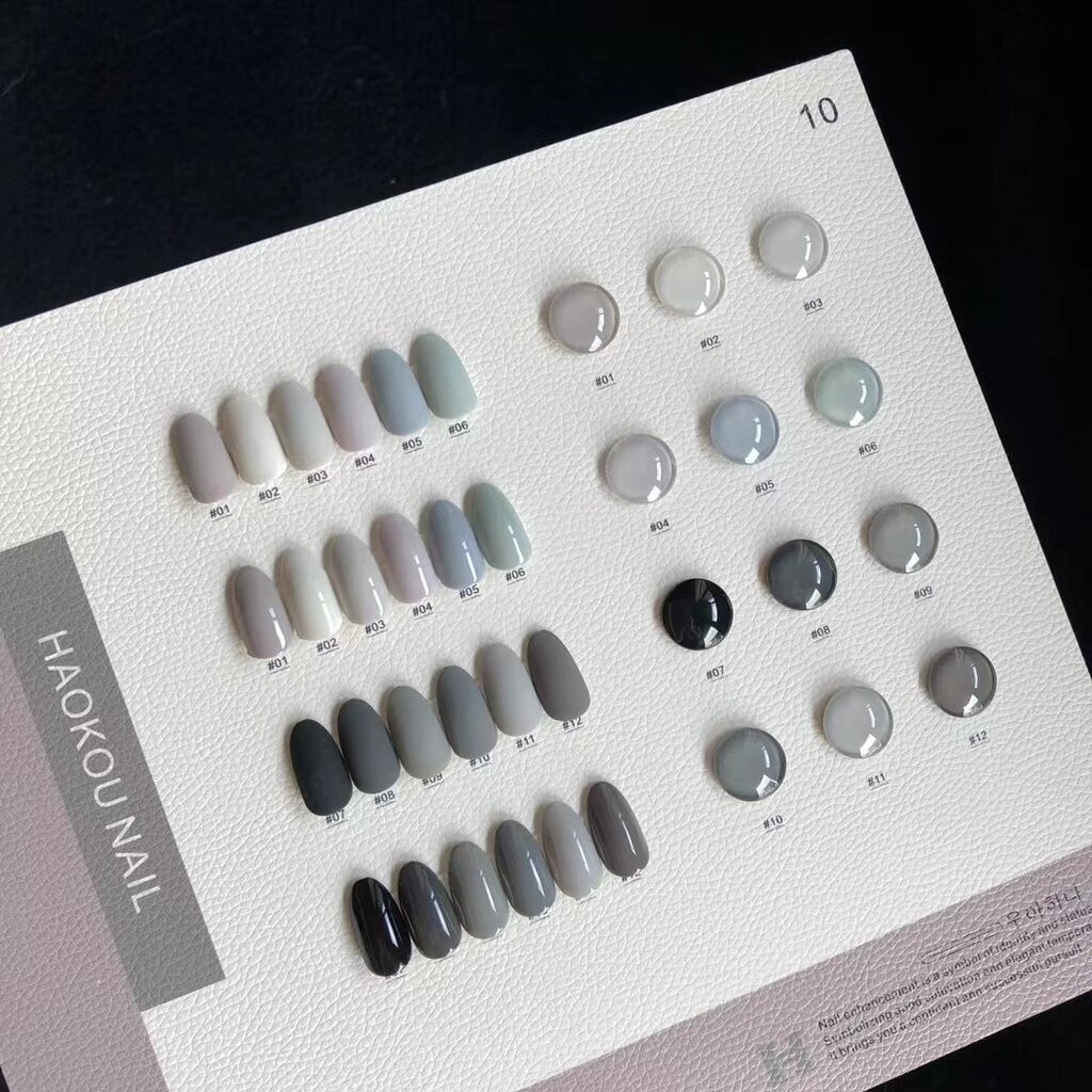 สีเจล HAOKOU 12สี รหัส ( B-10 ) เจลสีโทนเทา แถมชาร์ตสีสวยมาก สีเจลทาเล็บ ยาทาเล็บเจล