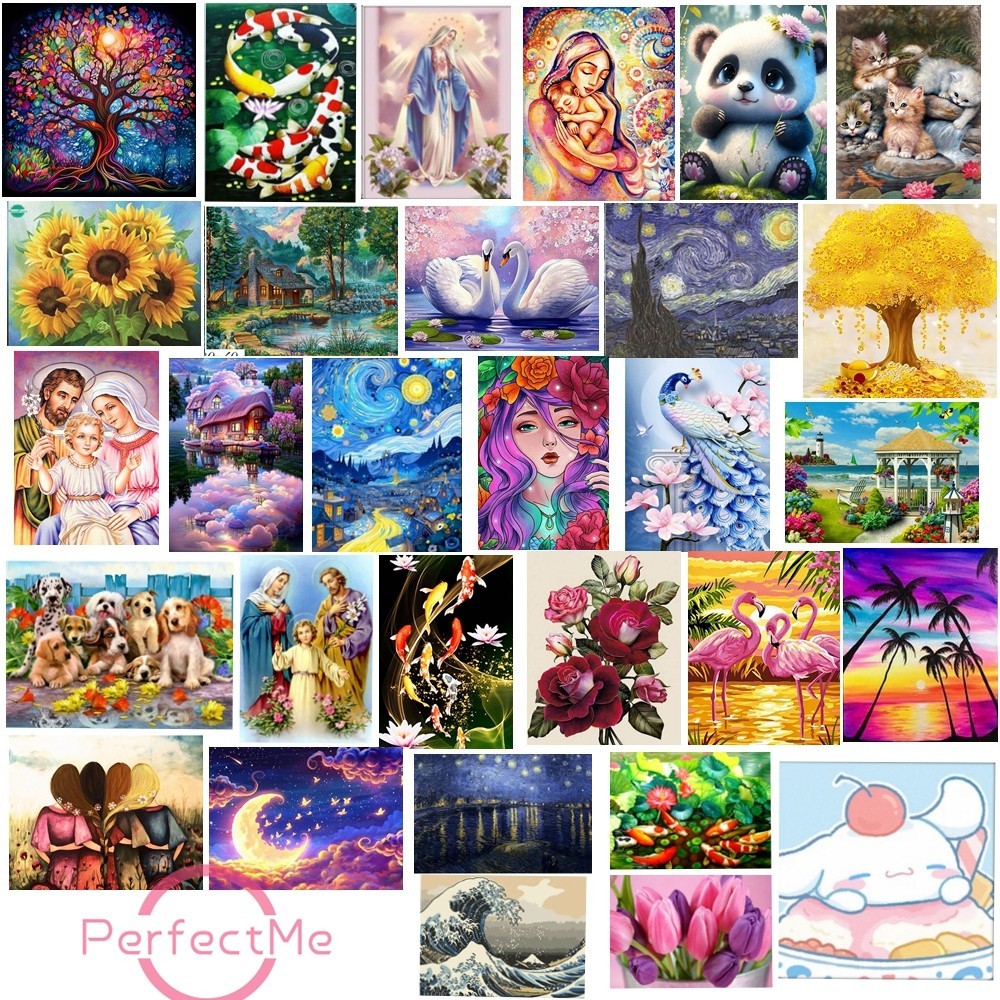 【PM 】 ภาพวาดเพชรบูติก 5D เจาะเต็มรูปแบบ ภูมิทัศน์ คริสตัล ครอสติช ตกแต่งบ้าน 30x40 ซม. 7068