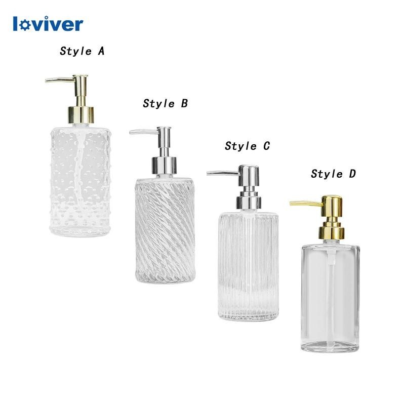 [Loviver] ขวดแก้วปั๊มสบู่เหลว โลชั่น 420 มล. เติมง่าย สําหรับเคาน์เตอร์ห้องน้ํา
