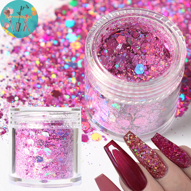 Renbg ชุดเลื่อมกลิตเตอร์ หกเหลี่ยม ขนาดใหญ่ 10 มล. 9 สี สําหรับตกแต่งเล็บ