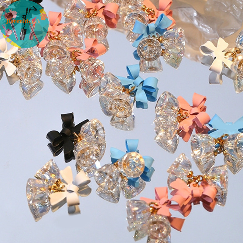 Renbg กระดิ่งคริสตัล รูปโบว์ 3D สําหรับตกแต่งเล็บ DIY 1 ชิ้น