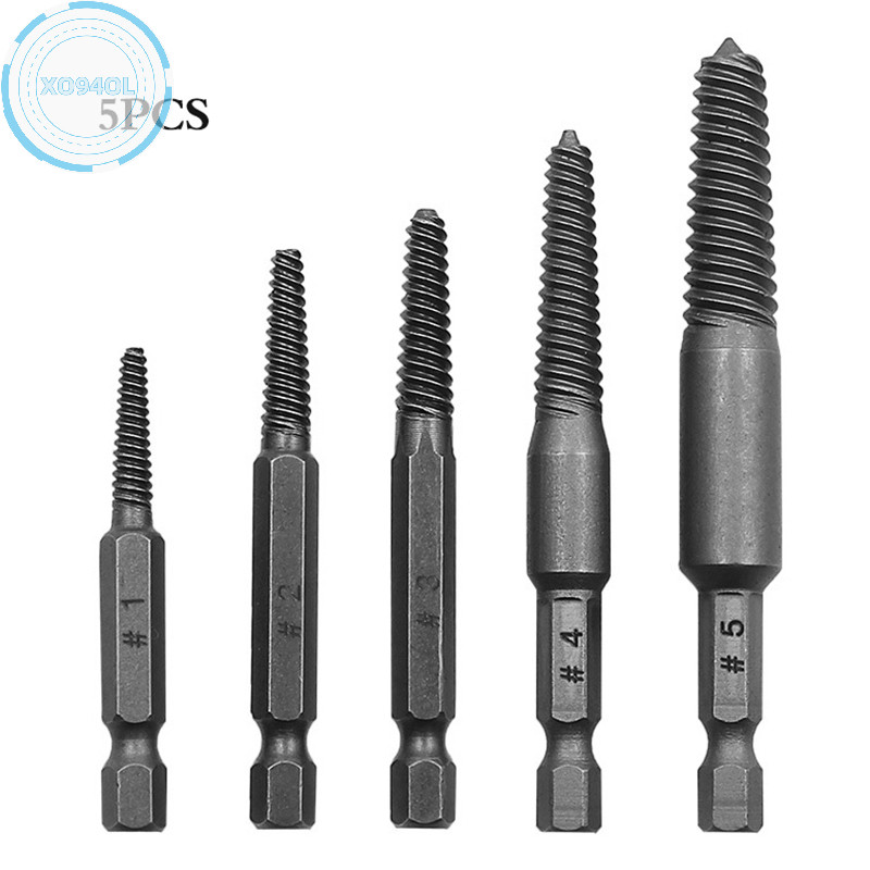 Xo94ol 5PCS Screw Extractor Center เจาะ Bits ท่องเที่ยวชุดหักเสียหาย Bolt Remover TH