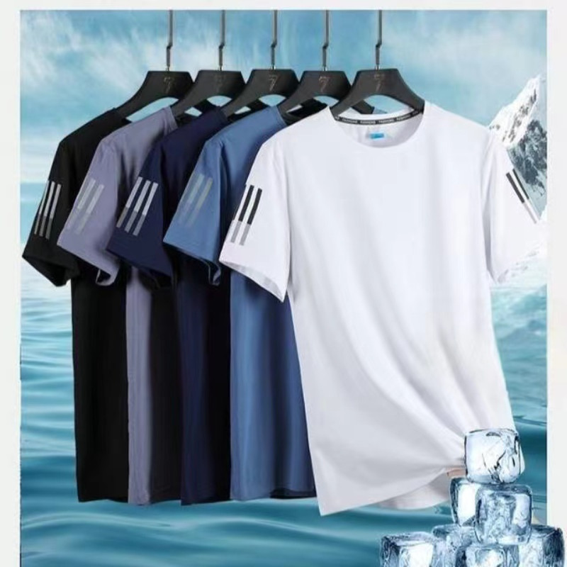 【M-5XL】กีฬาผู้ชาย เสื้อตีแบด สปอร์ต ยืดคอกลม แขนสั้น ผ้าตาข่าย ระบายอากาศ แห้งเร็ว ทรงหลวม โอเวอร์ไซซ์