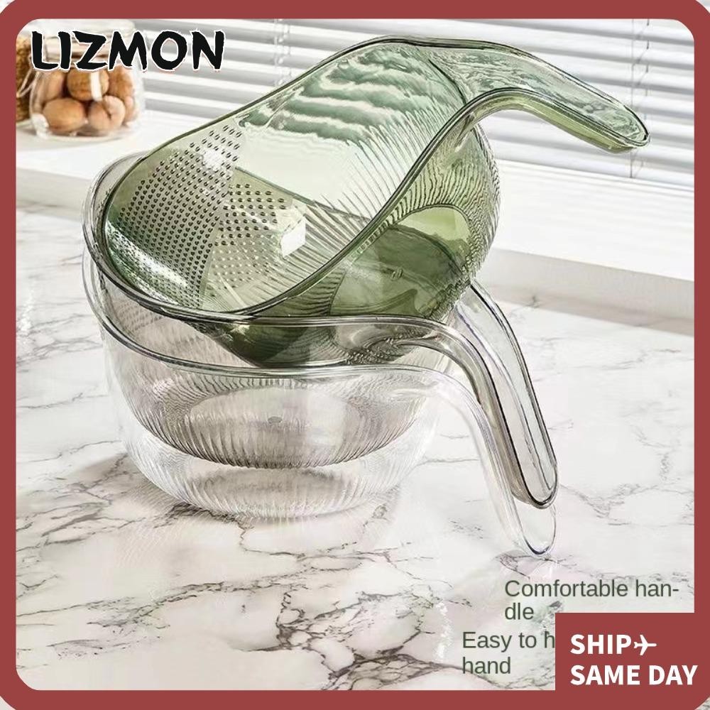 Lizmon ตะกร้าพลาสติก ระบายน้ํา อเนกประสงค์ สร้างสรรค์ สําหรับล้างข้าว สลัด ผลไม้ ใช้ในครัวเรือน