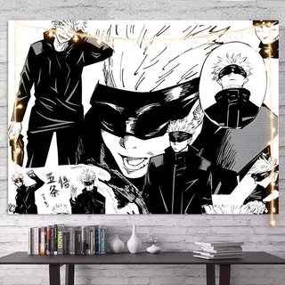 ผ้าพื้นหลัง Jujutsu Kaisen Satoru Gojo ผ้าแขวนอนิเมะสองมิติ ตกแต่งห้องพักนักเรียน ผ้าผนังมีสไตล์