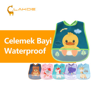 LAKOEOFFICIALMALL Celemek Makan Bayi Waterproof Baby Bib Slaber Makan Bayi Motif Kartun Lucu